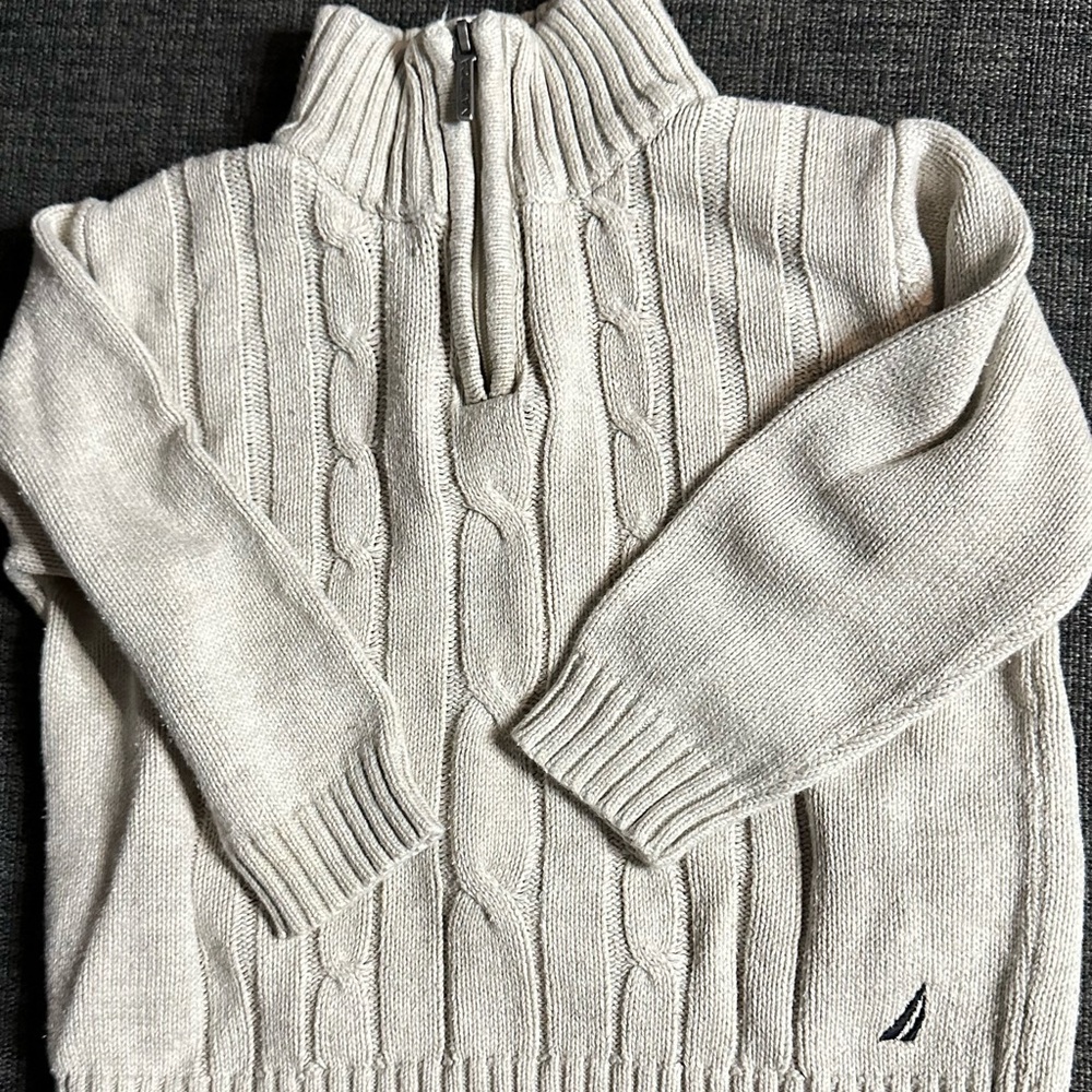 Nautica Baby light greyCable Knit Zip-Up Sweater